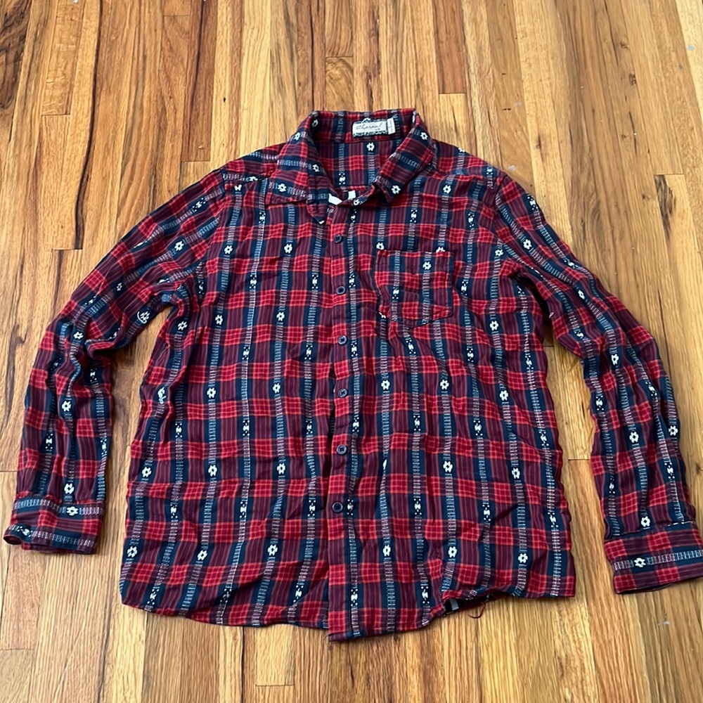 Women’s red and blue flannel. Size small